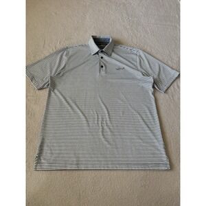 Greg Norman Men's Large Golf Polo Shirt Play Dry Performance Blue‎ Striped